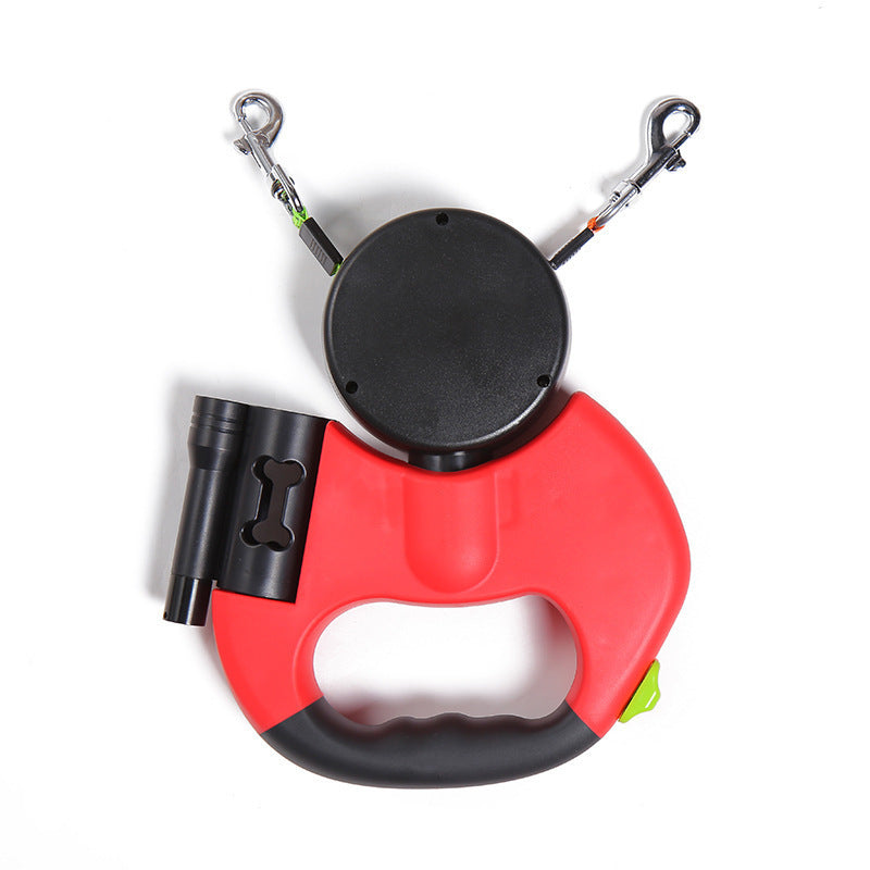 Dual Retractable Dog Leash with Built-In LED Flashlight | 360° Tangle-Free