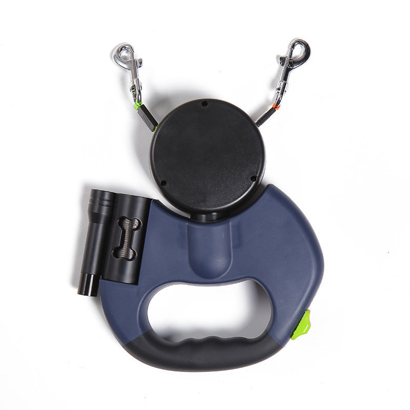 Dual Retractable Dog Leash with Built-In LED Flashlight | 360° Tangle-Free